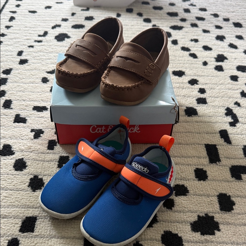 Speedo Boys water shoes and cat and Jack loafers